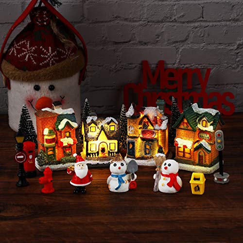 16 Pcs LED Christmas Village Houses Towns Scene Set Decorations