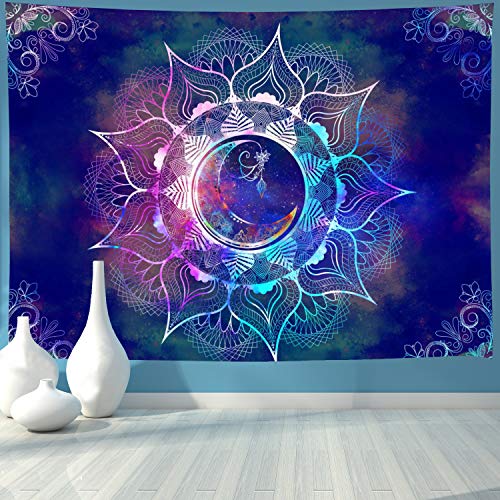 Mandala Tapestry Blue Starry Sky & Moon for Home Decoration