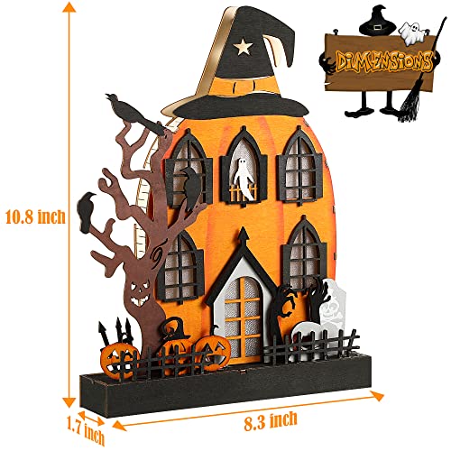 10.8 x 8.3 Inch Lighted Pumpkin Haunted House Halloween Decoration