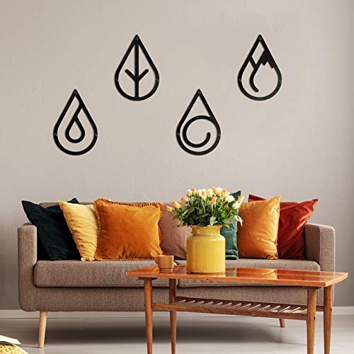 Four Elements Metal Wall Art- Black for Home Decoration