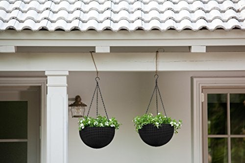 Rattan Set of 2 Round Hanging Planter Baskets for Plants