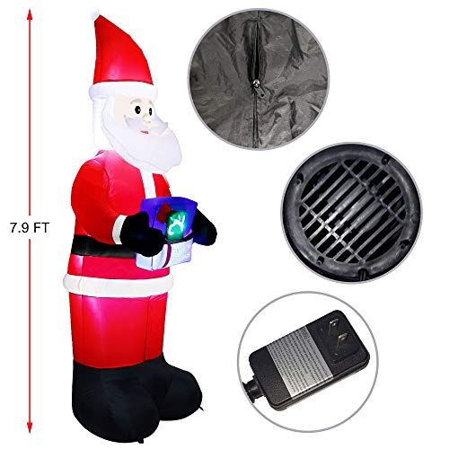 8 FT Blow Up Santa Christmas Decoration w/ LED Countdown Clock, Count Down to Christmas