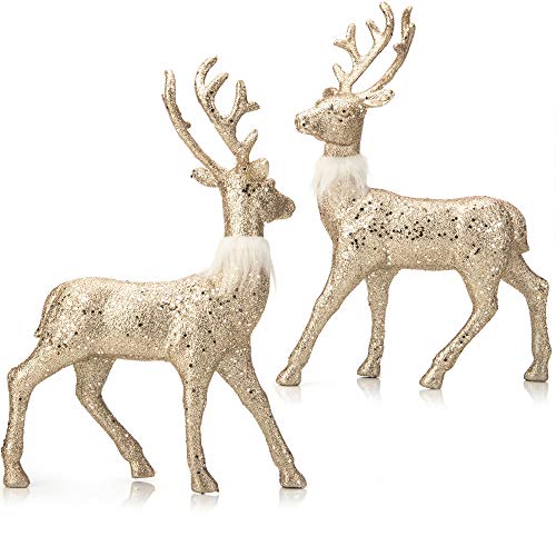 2 Pcs Glitter Reindeer Christmas Decoration