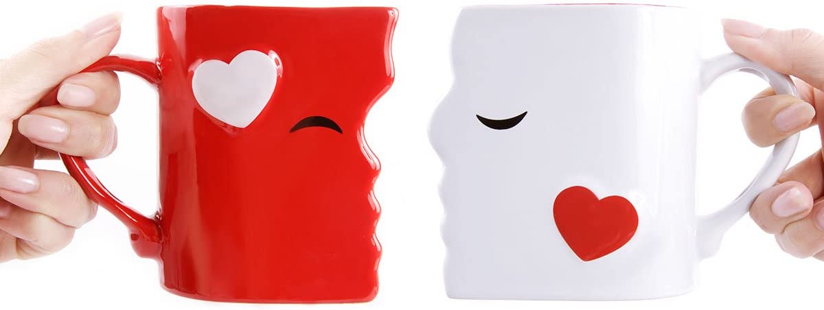 Kissing Mugs Set for Valentines, Anniversary Gift