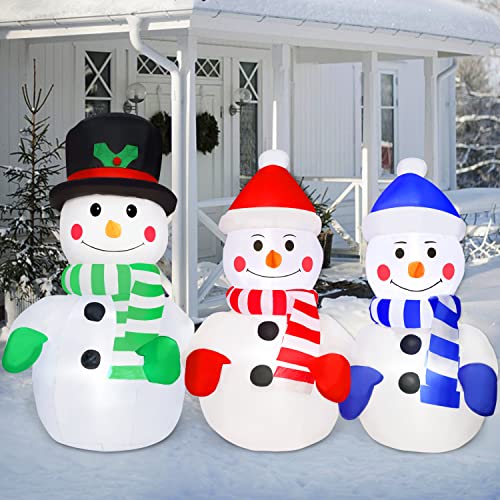 5.7FT Christmas  Snowman Family Inflatables Blow Up Yard Decoration