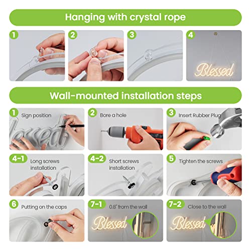 Blessed Neon Sign Dimmable LED Light USB Powered-17.7x6.3 Inches