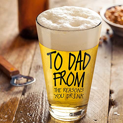 Christmas Gifts for Dad Men-16 OZ Funny Beer Glass