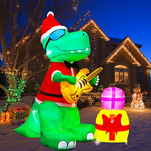 7Ft Christmas West Bay Inflatable Dinosaur w/ Built-in LED