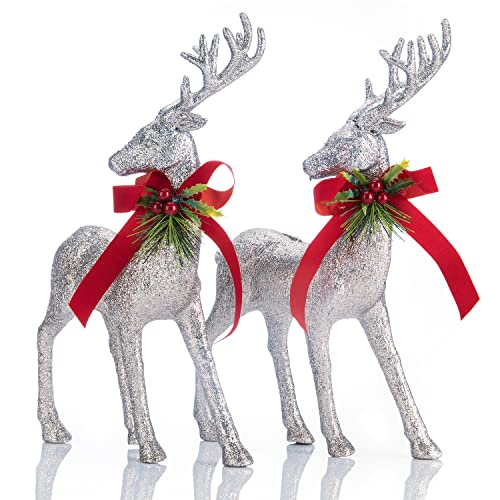 2 Pcs Glitter Reindeer Christmas Decoration