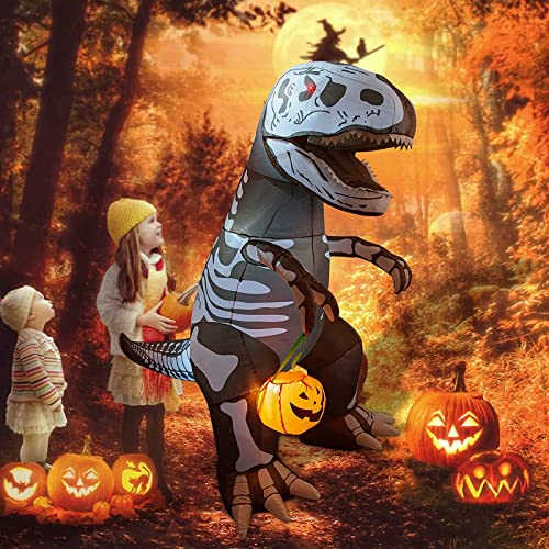 6.5ft Halloween  Inflatable Skeleton Dinosaur w/  Build-in LEDs