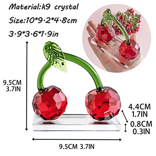 Crystal Red Cherry Figurine Collectible Decoration