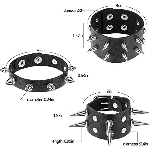 6 Pcs Punk Studded Bracelet Leather Rivets Cuff (Classic Style)