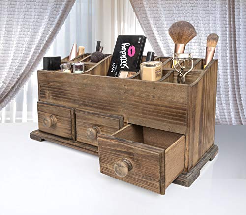 Vanity Drawer Beauty Organizer 3 Drawers - Wooden Cosmetic Storage Box