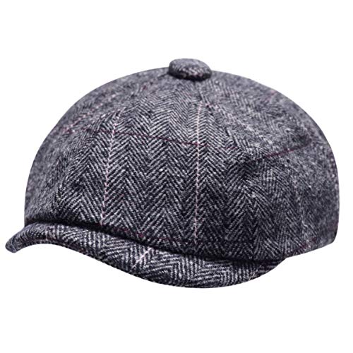 2 Pack Newsboy Hats for Men Classic 8 Panel Wool Blend