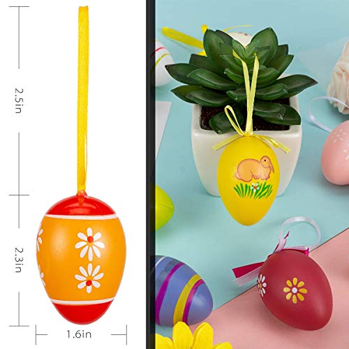 24 Pcs Plastic Easter Egg Hanging Ornament - 2.3"  (Random Style)