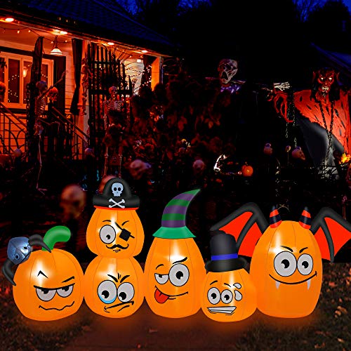 8 Ft  Halloween Inflatable Decorations Pumpkin Family w/ LEDs