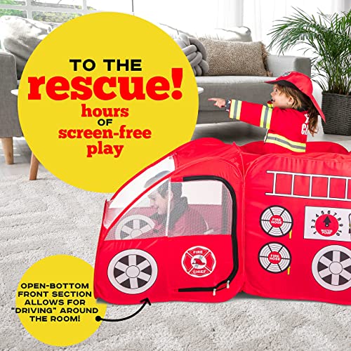 Fire Truck Tent w/ Sound Button for Kids Playhouse