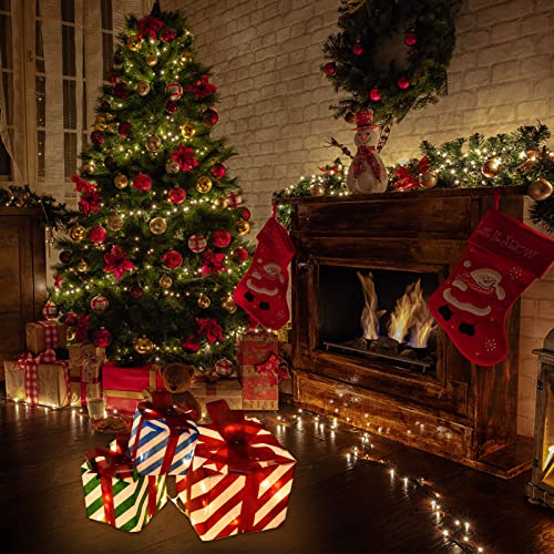 Set of 3 Christmas Lighted Gift Boxes