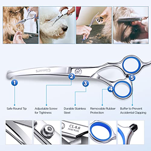 4CR Stainless Steel Safety Round Tip 6 in 1 Professional Dog Grooming Scissors Kit