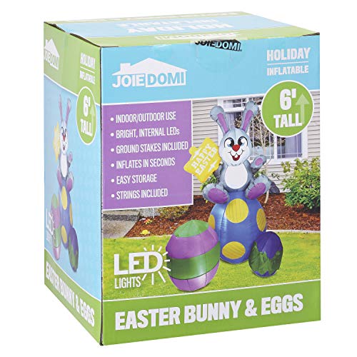 6 ft Tall Easter Bunny & Eggs w/ Build-in LEDs