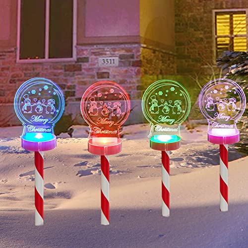 4 Pack Color Changing Christmas Solar Pathway Lights