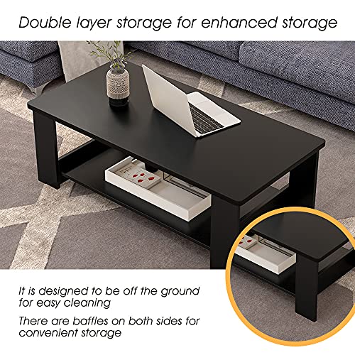 Rectangle Wooden  Coffee Table w/ Storage Shelf 9.3 x 18.8"