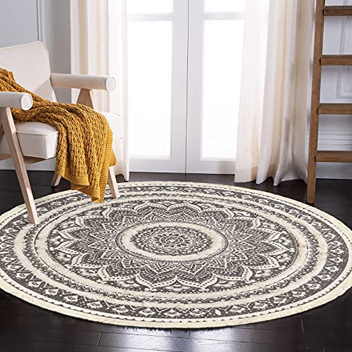 Boho Mandala Runner & Area Rug, Black and Cream