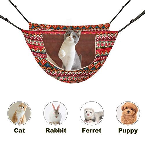 Cage Hammock Soft Pet Bed for Kitten Ferret Puppy Rabbit or Small Pet, Double Layer