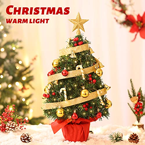 22’’ Mini Christmas Tree Set w/ 50 LED Lights & 39 Pcs Ornaments