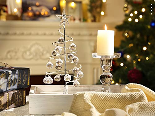 Crystal Christmas Tree LED Light Decorative Desk Lamp, Silver