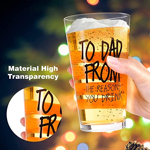 16 OZ Funny Beer Glass for Fathers Day Dad Gifts