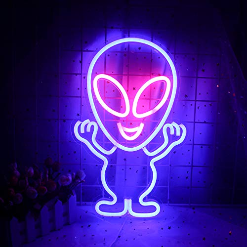 LED Alien Neon Signs (15.7"x10") w/ USB Operated Wall Decor