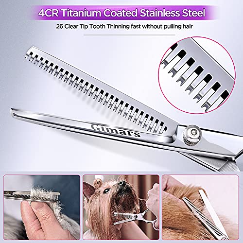 4CR Stainless Steel Safety Round Tip 6 in 1 Professional Dog Grooming Scissors Kit