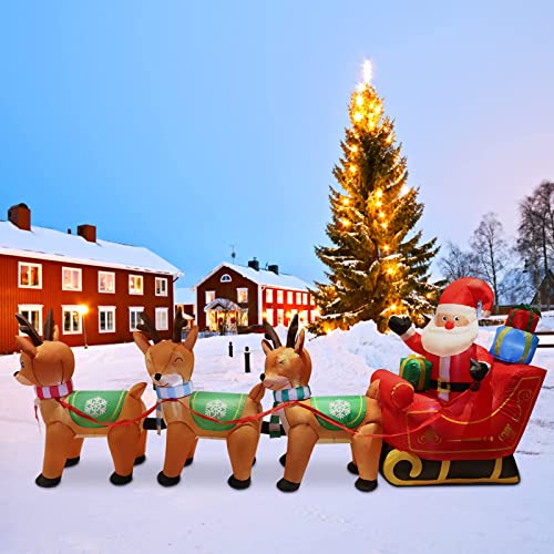 10ft Inflatable Santa & Reindeers Christmas Home Decoration