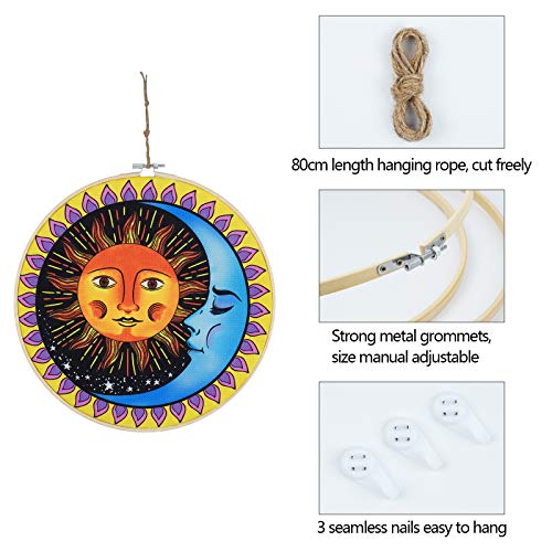 Pack of 3 Sun and Moon Wall Art Decoration with Frame