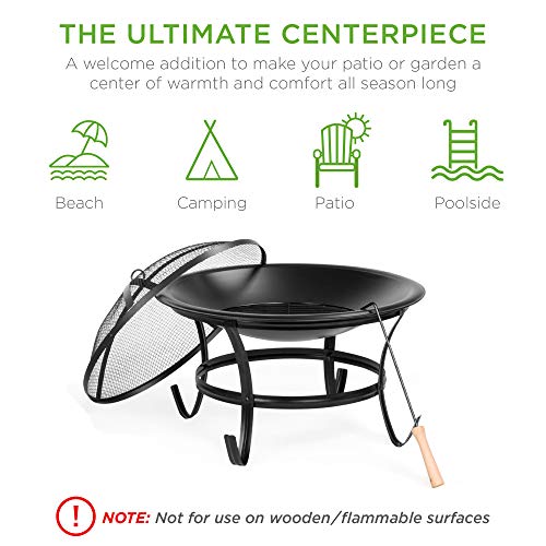 22-inch Outdoor Patio Steel Fire Pit Bowl BBQ Grill for Backyard, Camping