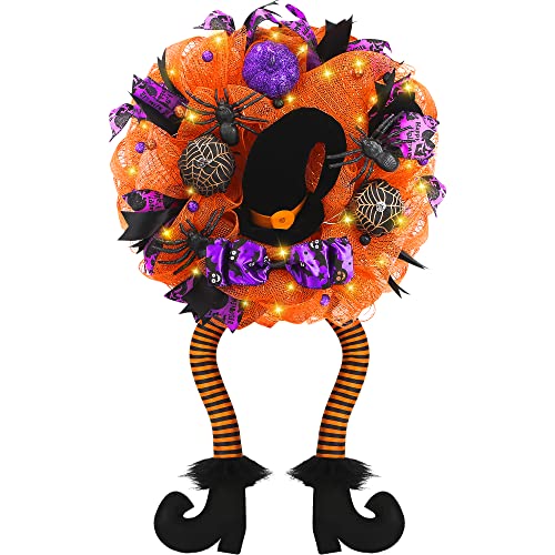 18 by 32 Inch Prelit Wreath Witch Halloween Decoration