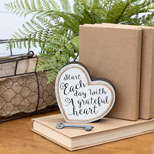 4.5 x 5 Heart Shaped Wood Table Top Sign Plaque Decoration