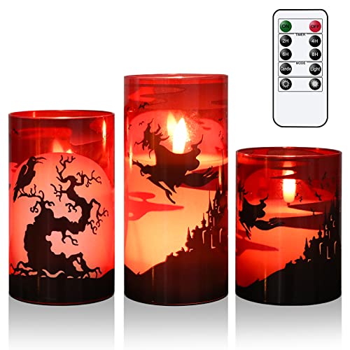 Halloween Flameless Flickering LED Candles with 6-Hour Timer