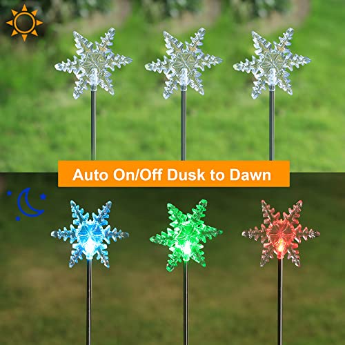 4 Pack Solar Christmas Snowflakes Garden Stake Lights Decoration