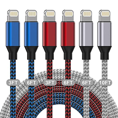 iPhone Charger [Apple MFi Certified] 6Pack 3/3/6/6/6/10 FT Fast Charging Compatible iPhone 13 12 11 Pro Max XS X