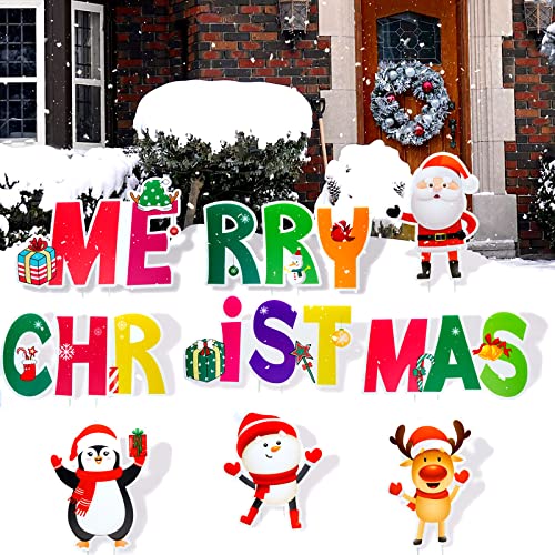 9Pcs Merry Christmas Yard Signs Christmas Decorations