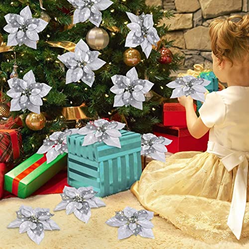 20 Packs Poinsettia Artificial Flowers for Christmas Tree Decoration