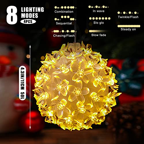 4 Pieces 4.3 Inch Christmas Sphere Light -Warm White