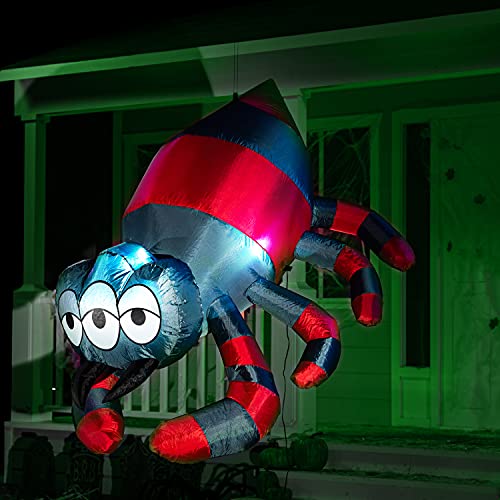 5 FT Tall Halloween Inflatable Three Eyed Hanging Spider