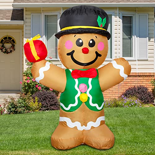 5 FT Christmas Inflatables Gingerbread Man w/ LEDs