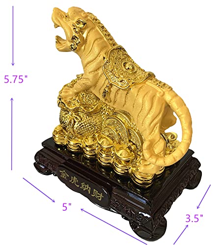 Feng Shui 2022 Chinese Zodiac Tiger on Treasure Wealth Bag for Good Luck & Wealth