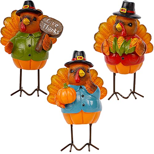 3 Pack Standing Turkeys Thanksgiving Decorations