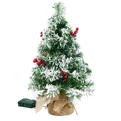 20" Snow Flocked Prelit Tabletop Christmas Tree