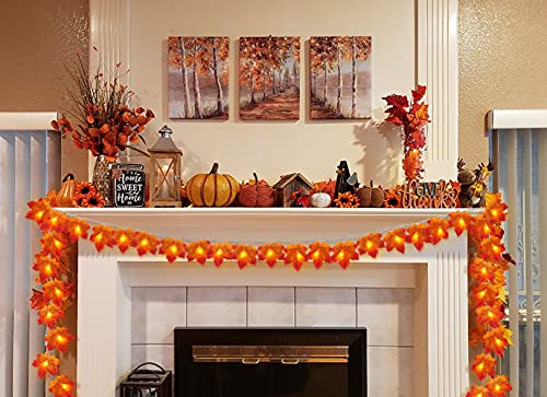 2 Pack 10Ft 20 Led Fall Maple Leaves Fall Lights Battery Operated, Lights String, Fall Thanksgiving Decoration